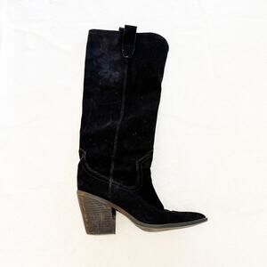 Blondo Black Wylde Suede Leather Knee High Heeled Boots Size 10